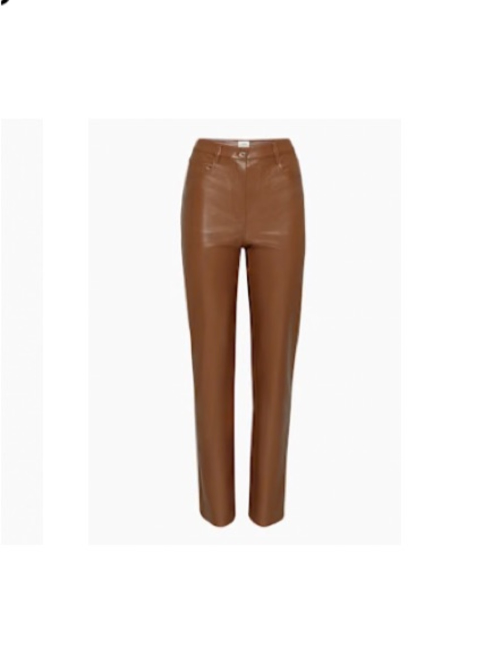 Aritzia The Melina Pant, Straight-Leg Faux Leather Pants in Chestnut Brown